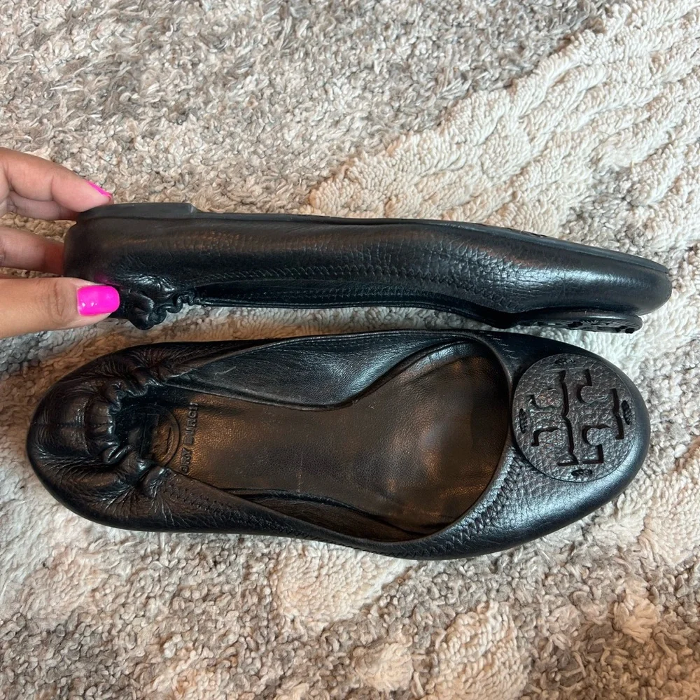Tory Burch black leather Reva ballet flats - Picture 4 of 14